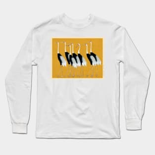 A traditional portrait of a flock of beautiful Japanese red crown crane by Ogata Korin Long Sleeve T-Shirt